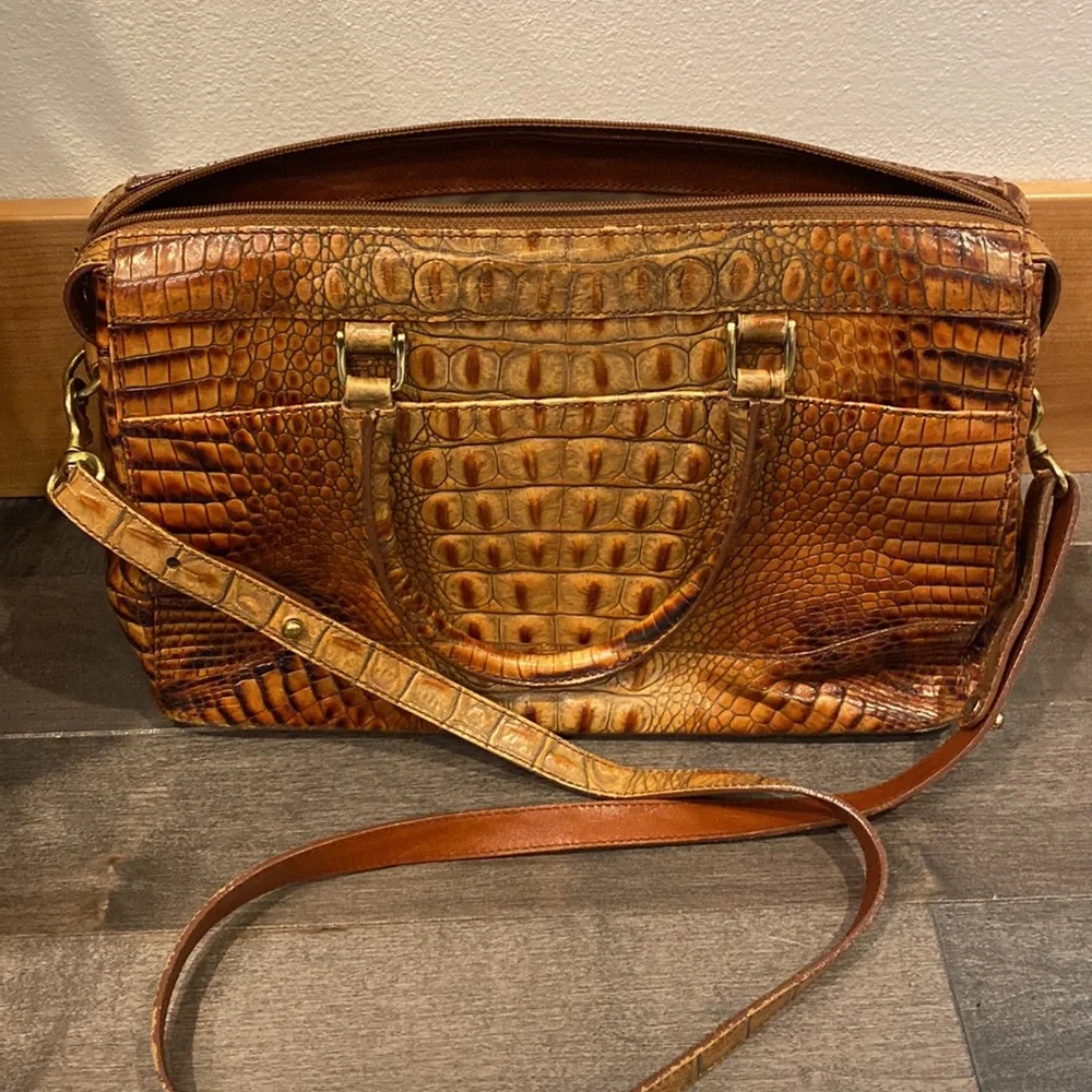 Brahmin satchel crossbody embossed croc handbag